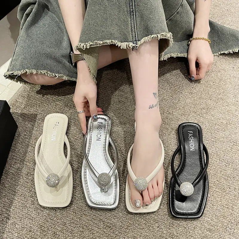 Fairy Style Flip-flops for Women's Outer Wear 2024 New Flats Bottom Versatile Flip-flops Non-slip Summer Seaside Beach Sandals — feature 5