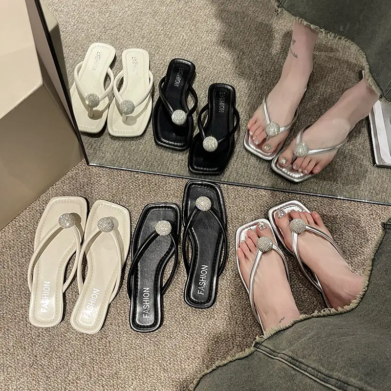 Fairy Style Flip-flops for Women's Outer Wear 2024 New Flats Bottom Versatile Flip-flops Non-slip Summer Seaside Beach Sandals — feature 6