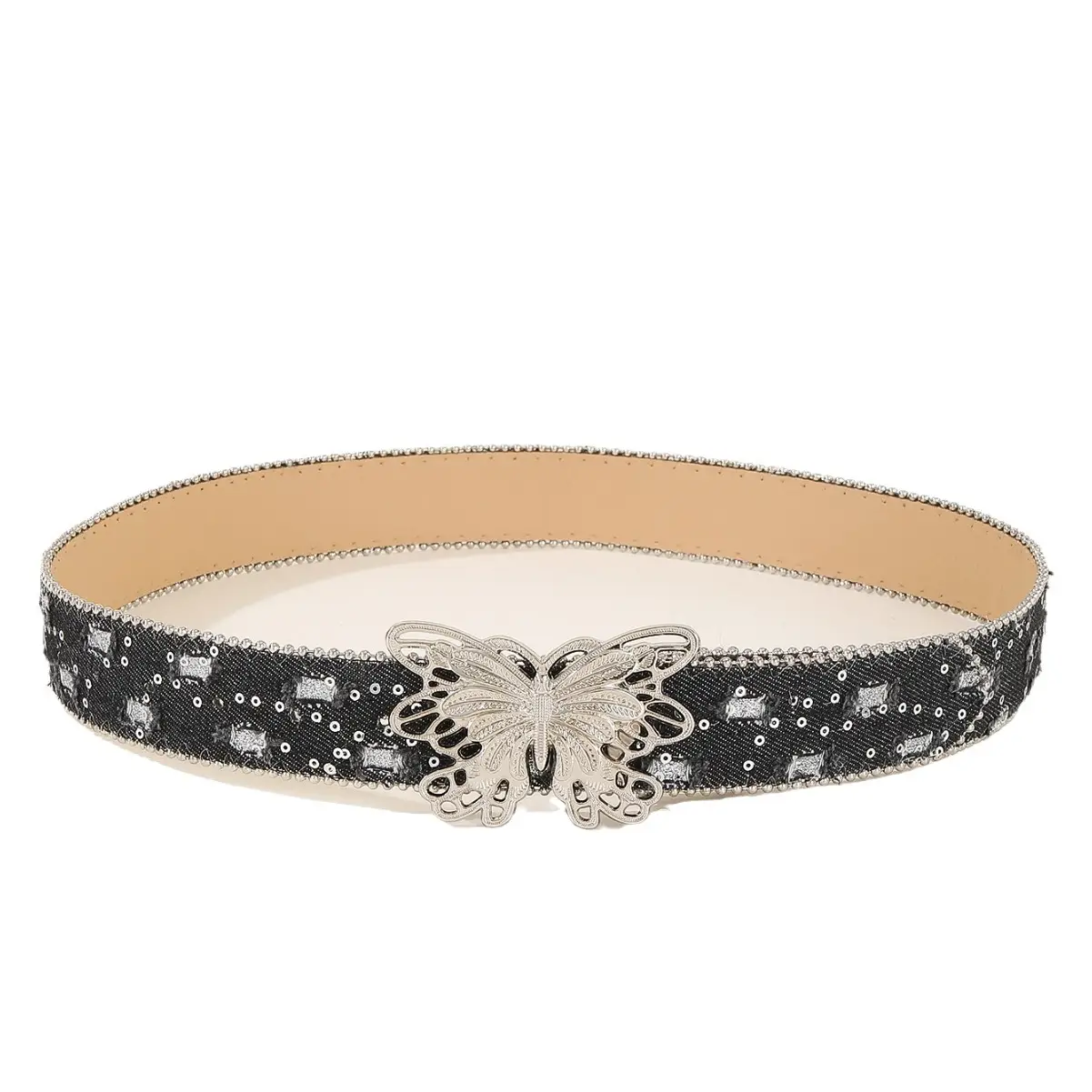 Women's Belt with Butterfly Decor Brown Canvas 2024 - Image 12
