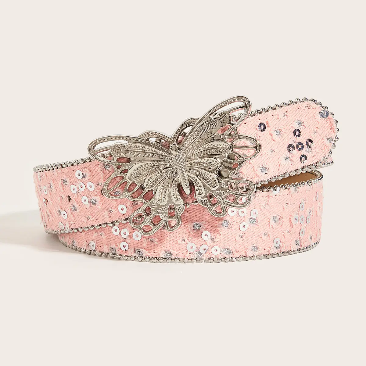 Women's Belt with Butterfly Decor Brown Canvas 2024 - Image 4