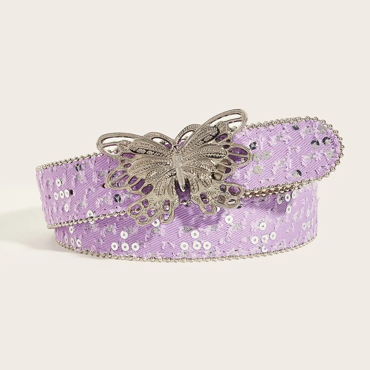 Women's Belt with Butterfly Decor Brown Canvas 2024 - Image 7