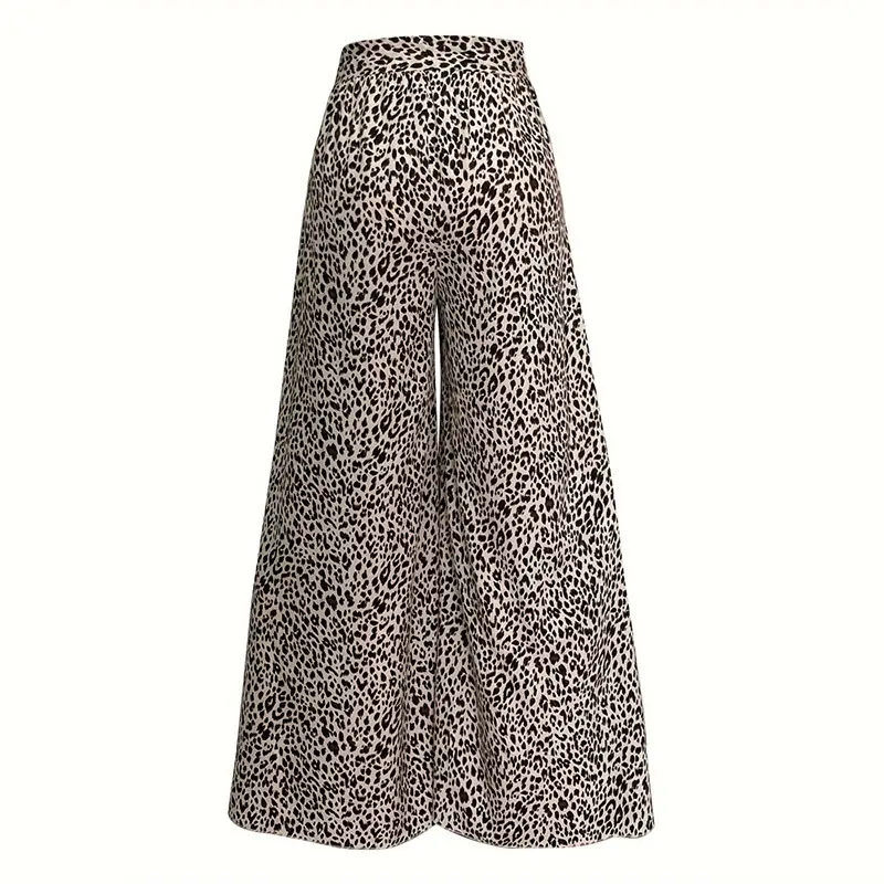 Women Leopard Print Flare Pants Stretch Slim Elastic Waist — feature 10