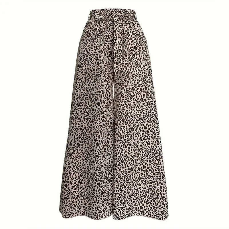 Women Leopard Print Flare Pants Stretch Slim Elastic Waist — feature 9