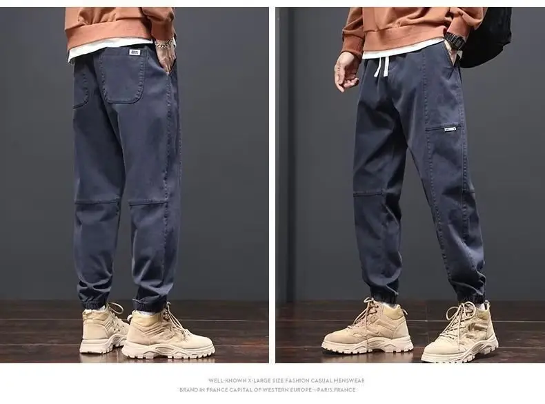 Men Black Cotton Jogger Pants with Drawstring Waist — feature 11