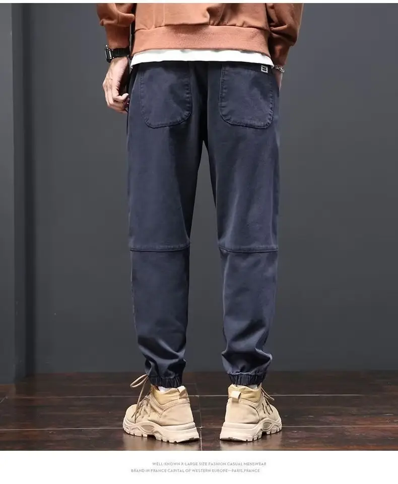 Men Black Cotton Jogger Pants with Drawstring Waist — feature 12
