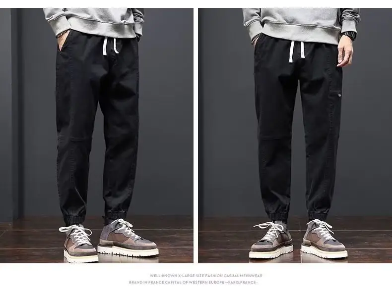 Men Black Cotton Jogger Pants with Drawstring Waist — feature 14