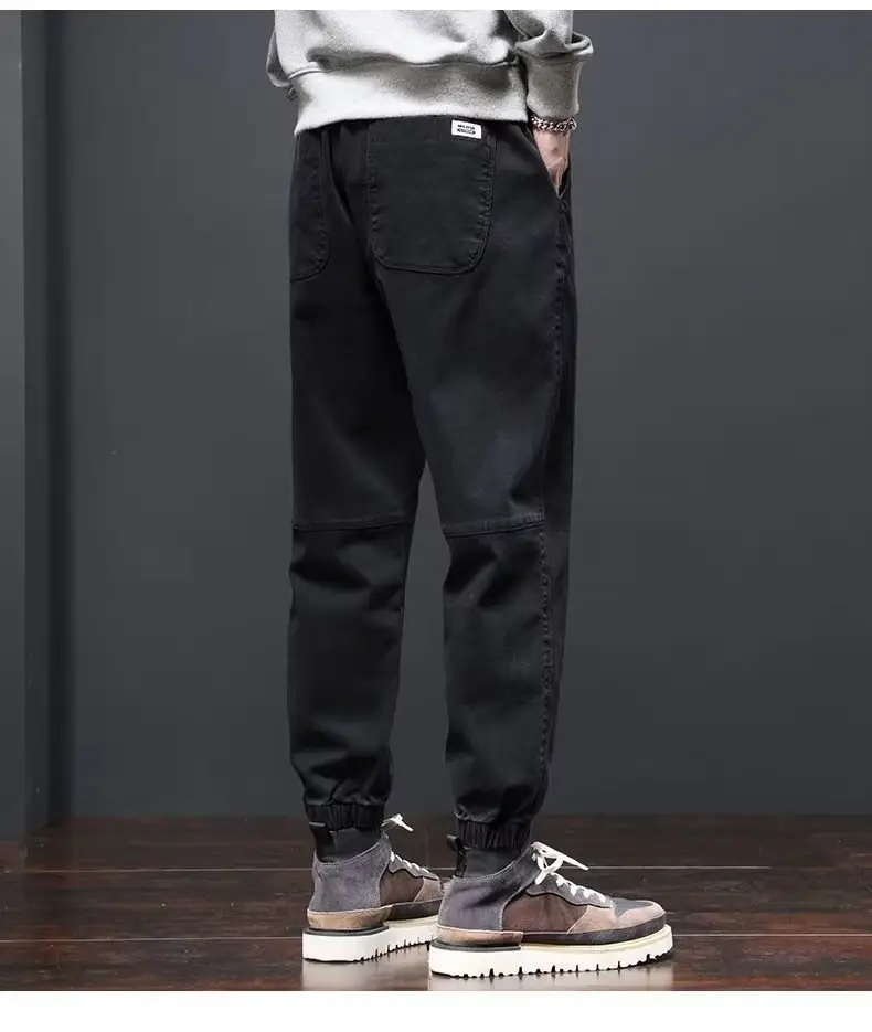 Men Black Cotton Jogger Pants with Drawstring Waist — feature 15