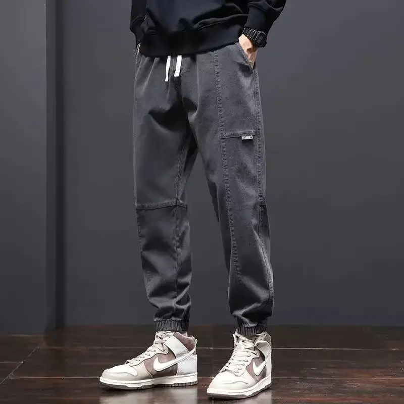 Men Black Cotton Jogger Pants with Drawstring Waist — feature 3
