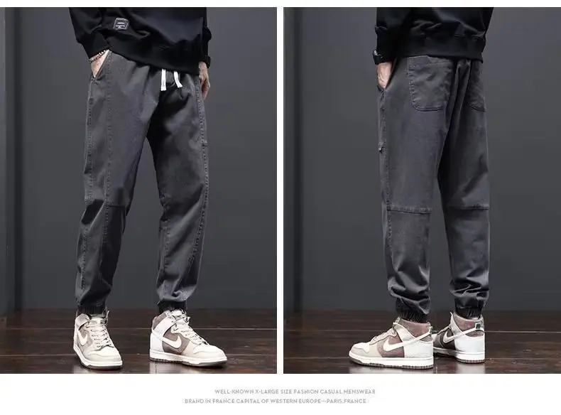 Men Black Cotton Jogger Pants with Drawstring Waist — feature 8