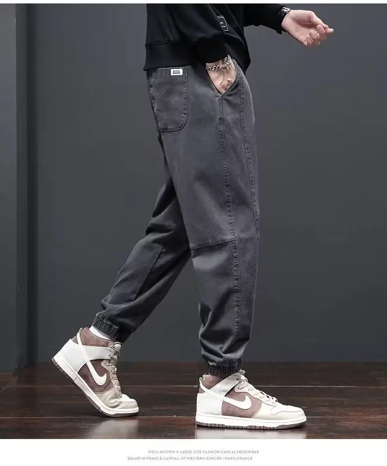 Men Black Cotton Jogger Pants with Drawstring Waist — feature 9