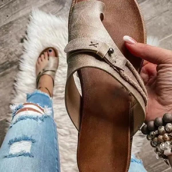 Plus Size Women's Cross Border Slippers Flat Toe Beach Wear