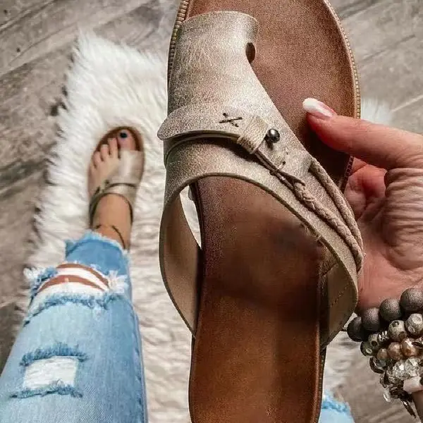 Plus Size Women's Cross Border Slippers Flat Toe Beach Wear