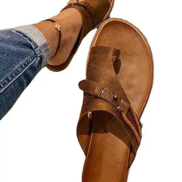 Plus Size Women's Cross Border Slippers Flat Toe Beach Wear
