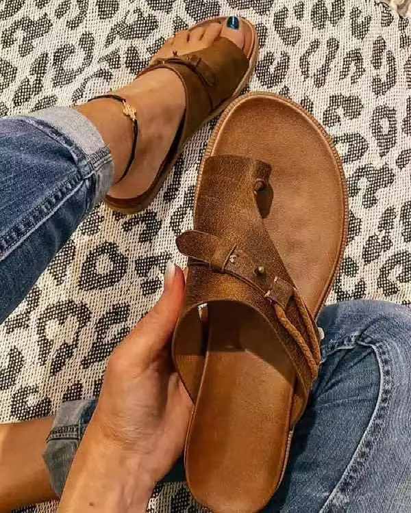 Plus Size Women's Cross Border Slippers Flat Toe Beach Wear
