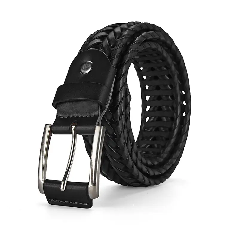 Brown Handwoven Men's Belt with Metal Buckle - Image 24
