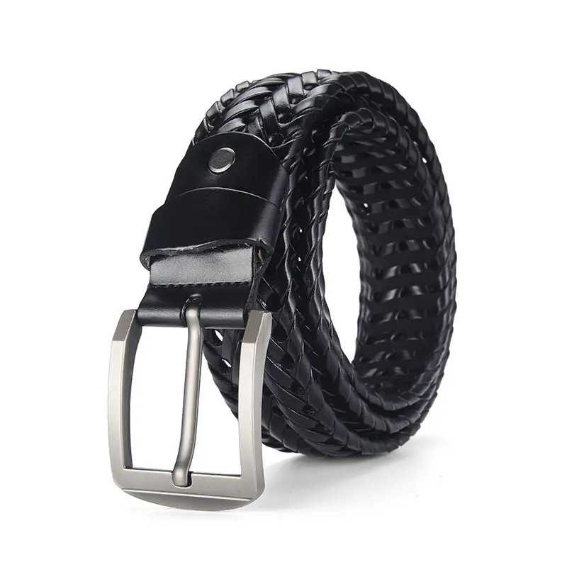 Brown Handwoven Men's Belt with Metal Buckle - Image 11