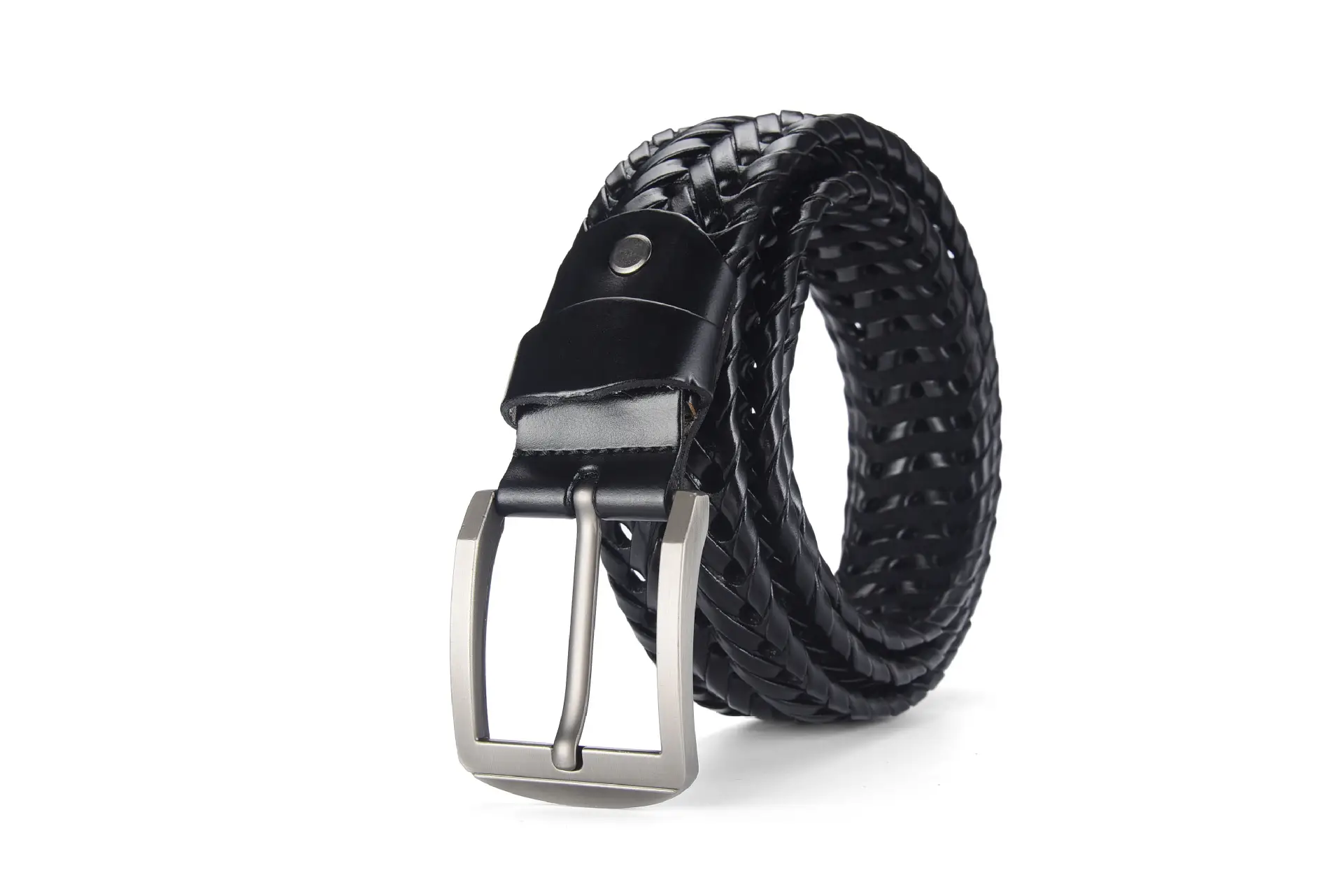Brown Handwoven Men's Belt with Metal Buckle - Image 12