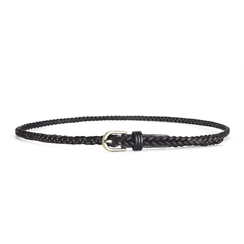 Brown Handwoven Men's Belt with Metal Buckle - Image 16