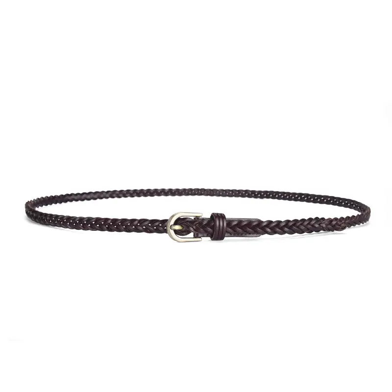 Brown Handwoven Men's Belt with Metal Buckle - Image 17