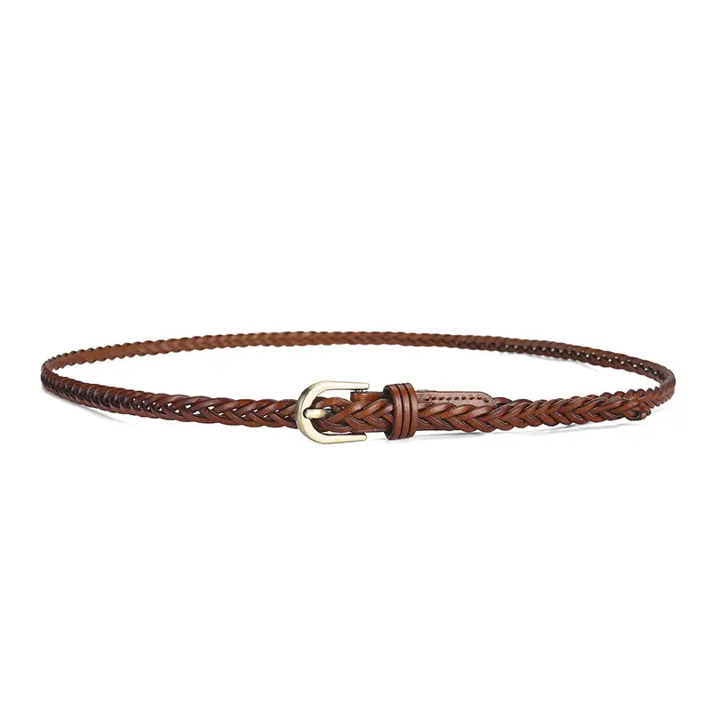 Brown Handwoven Men's Belt with Metal Buckle - Image 18