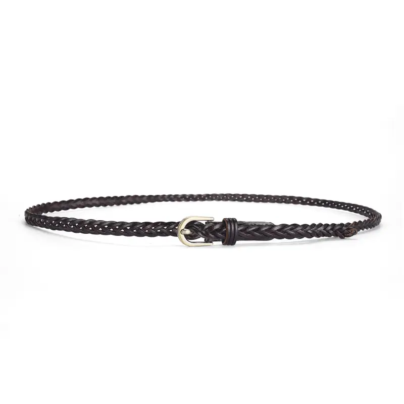 Brown Handwoven Men's Belt with Metal Buckle - Image 19