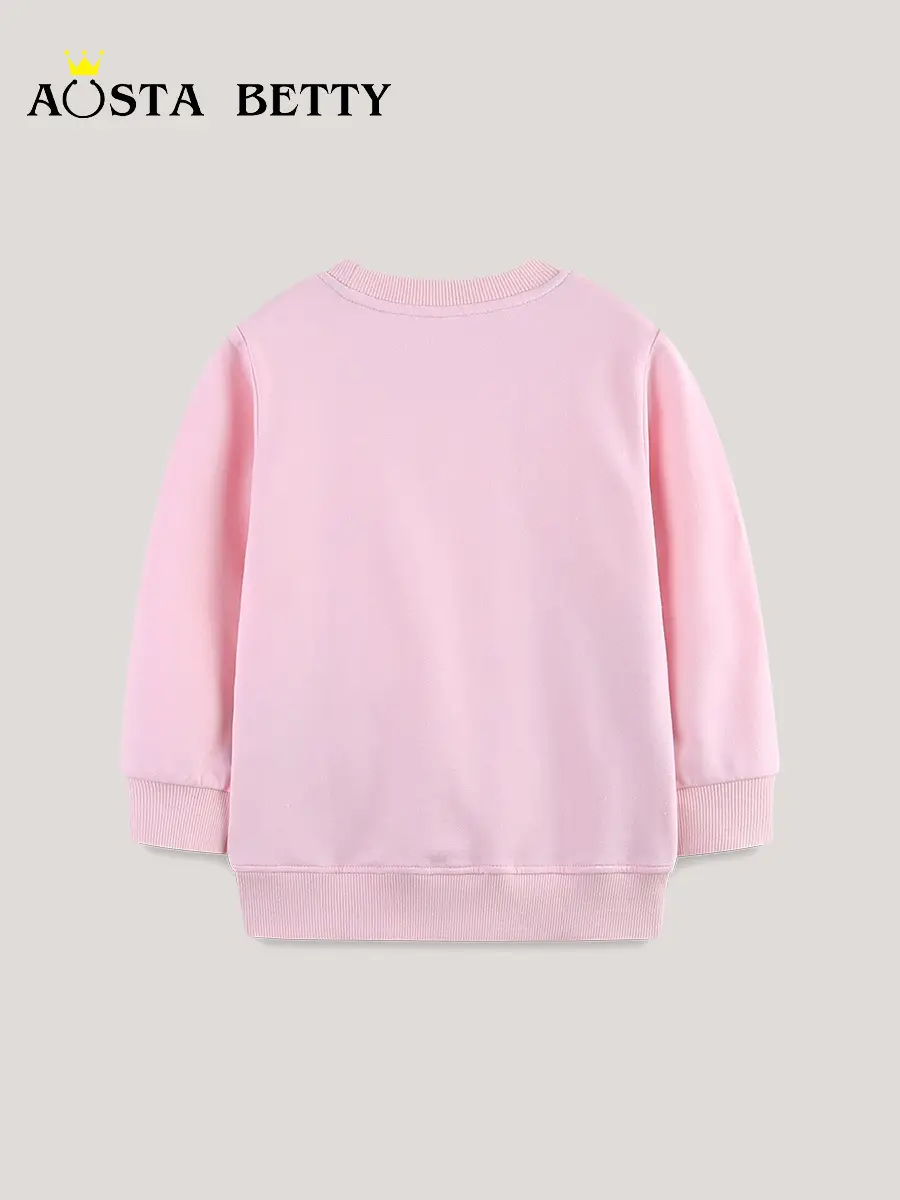 Pink Rainbow Printed Girls Sweatshirt Knitted Cotton