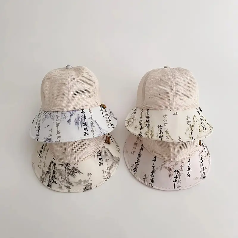One Pan Baby Hat National Fashion Summer Thin Breathable Mesh Big Brim Cap Girls' Sun Hat - Image 4