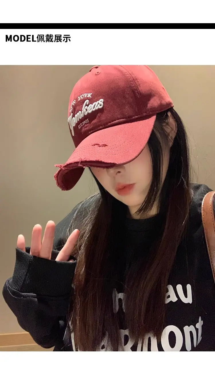 Women Red Baseball Cap with "American Style" Logo — feature 4