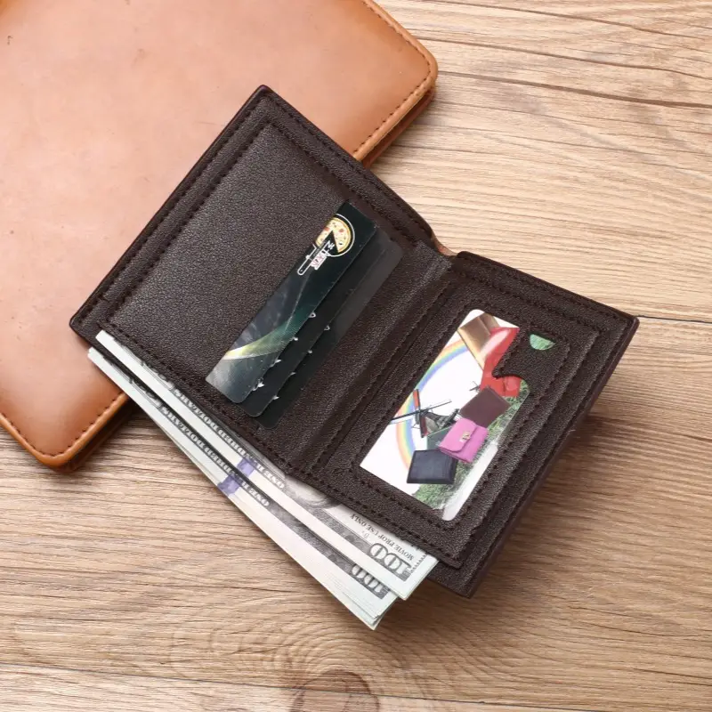 2024 new men's short wallet Korean youth men's horizontal wallet fashion card bag super factory wholesale