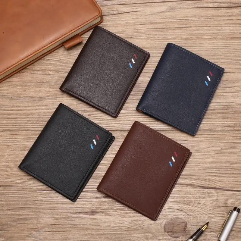 2024 new men's short wallet Korean youth men's horizontal wallet fashion card bag super factory wholesale