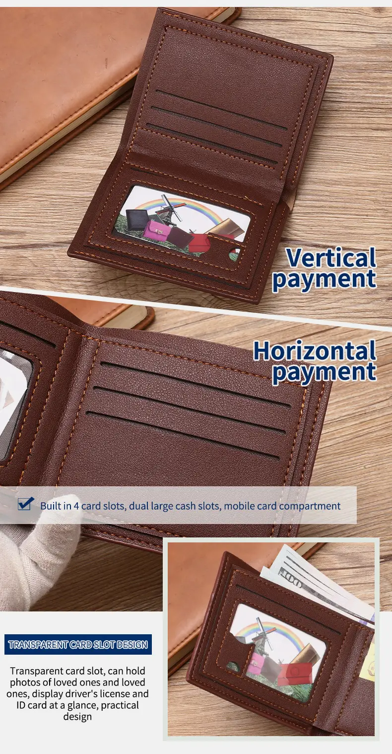 2024 new men's short wallet Korean youth men's horizontal wallet fashion card bag super factory wholesale — feature 13