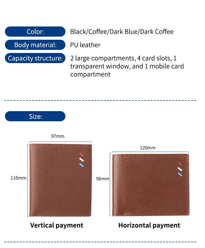 2024 new men's short wallet Korean youth men's horizontal wallet fashion card bag super factory wholesale — feature 5