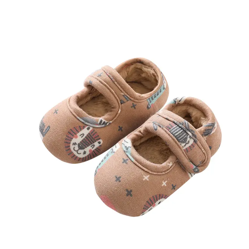 Winter Warm Velcro Fleece-Lined Baby Shoes, Non-Slip Shoes and Socks for Babies Aged 1-3 Years, Cute Indoor Toddler Shoes - Image 9