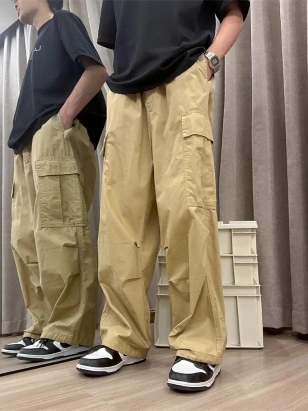 Men's Japanese Style Cargo Pants Grey 2024 - Image 7