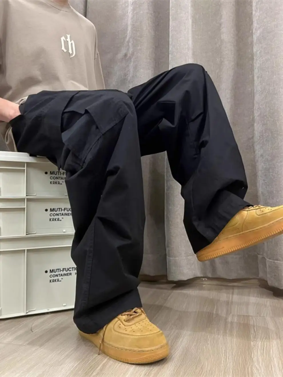 Men's Japanese Style Cargo Pants Grey 2024 - Image 8