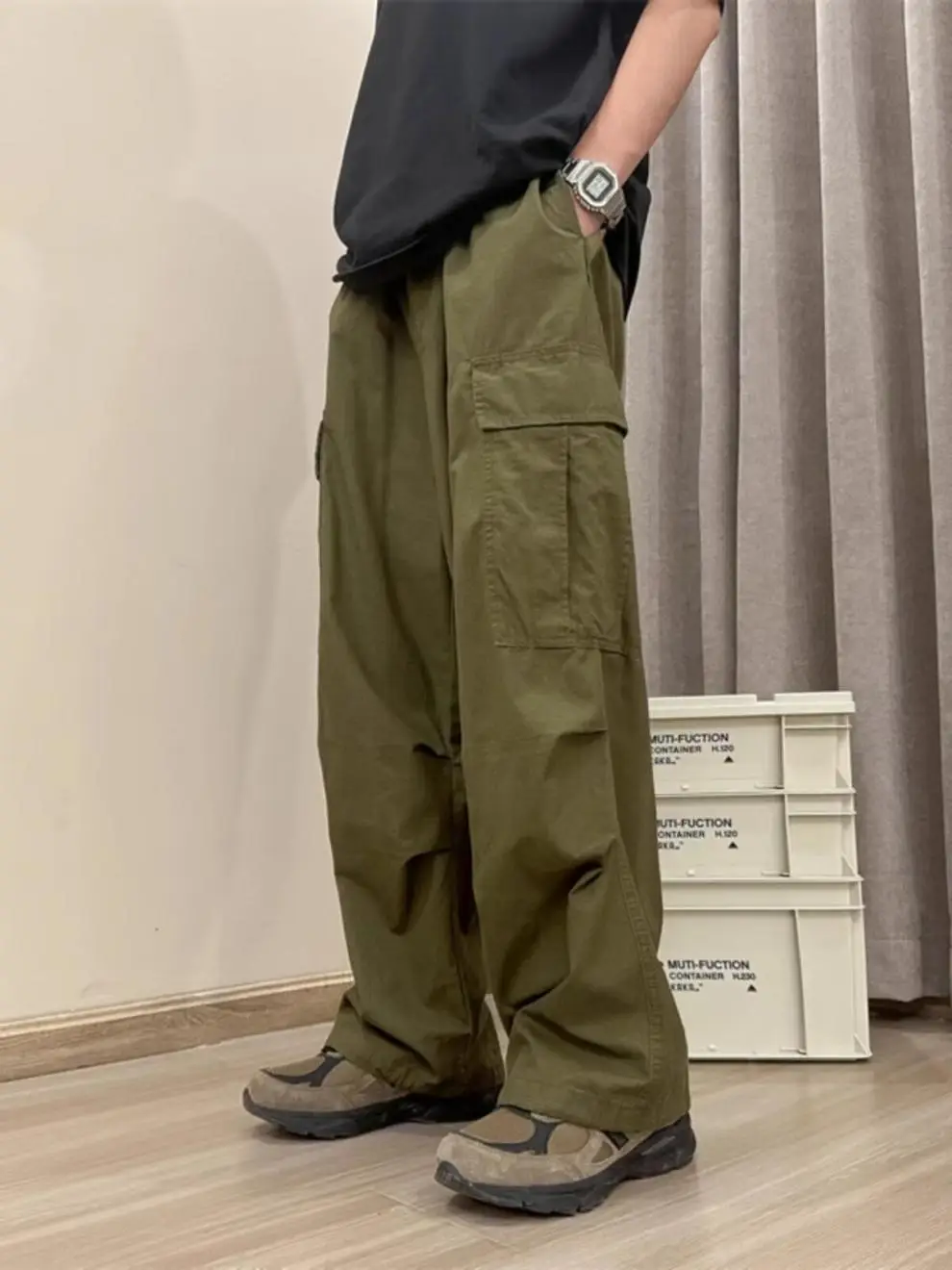 Men's Japanese Style Cargo Pants Grey 2024 - Image 9