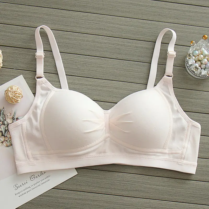 Pure Cotton Thin Underwear Female College Students Junior High School Students High School Girls Small Chest Gathering Anti-sagging Girly Bra