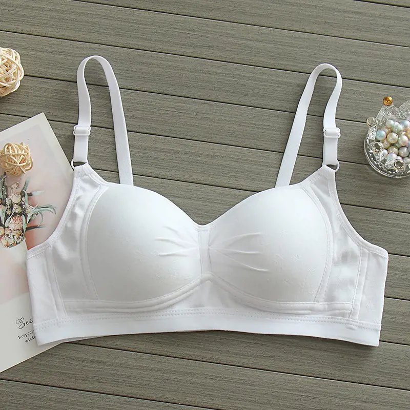 Pure Cotton Thin Underwear Female College Students Junior High School Students High School Girls Small Chest Gathering Anti-sagging Girly Bra