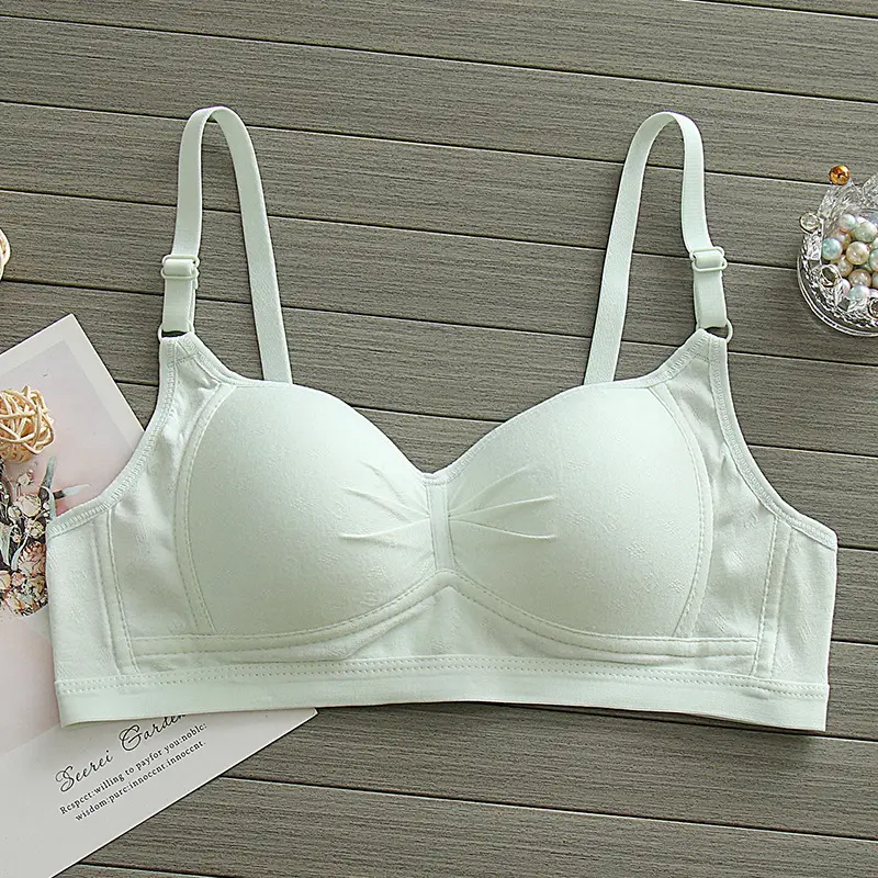 Pure Cotton Thin Underwear Female College Students Junior High School Students High School Girls Small Chest Gathering Anti-sagging Girly Bra