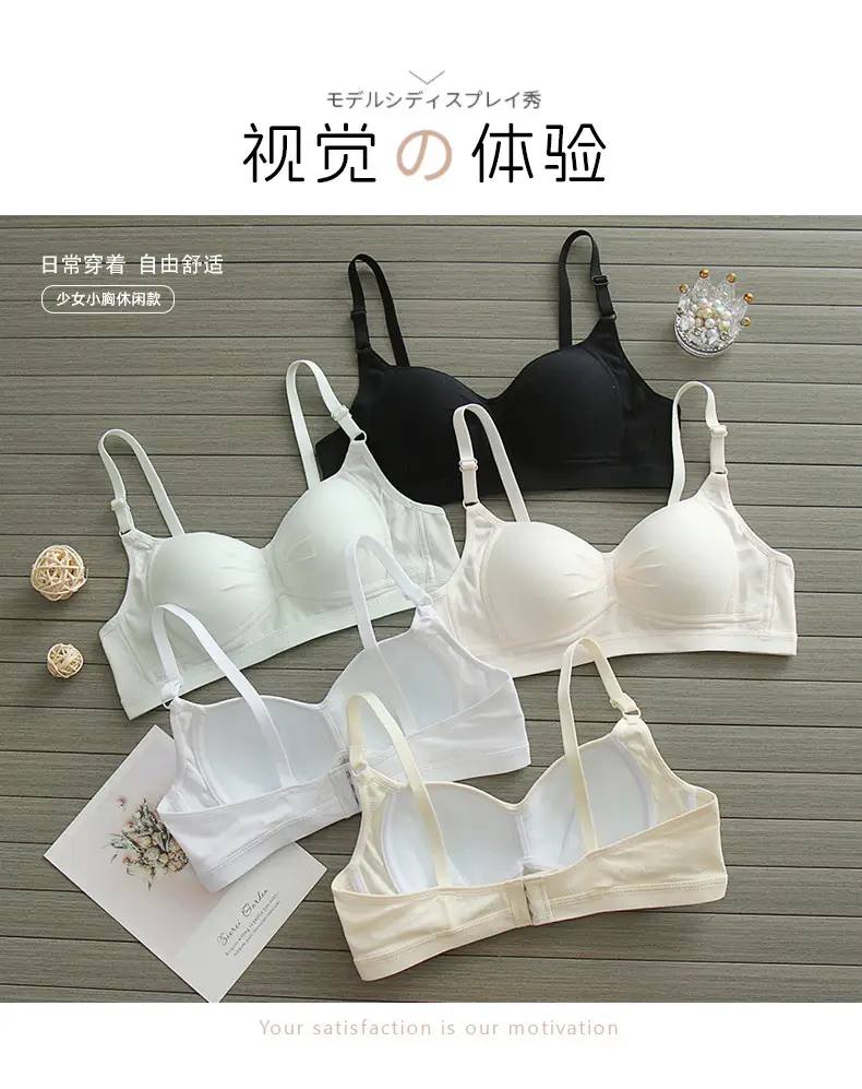 Pure Cotton Thin Underwear Female College Students Junior High School Students High School Girls Small Chest Gathering Anti-sagging Girly Bra — feature 11