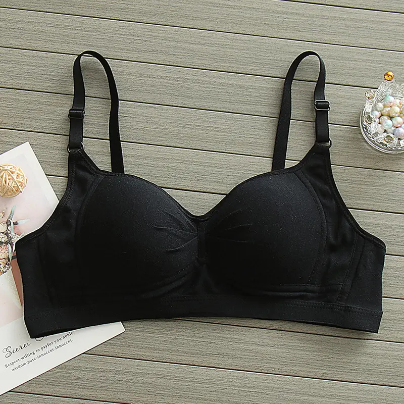 Pure Cotton Thin Underwear Female College Students Junior High School Students High School Girls Small Chest Gathering Anti-sagging Girly Bra
