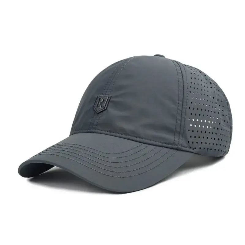 Gray Mesh Baseball Cap with Perforated Design