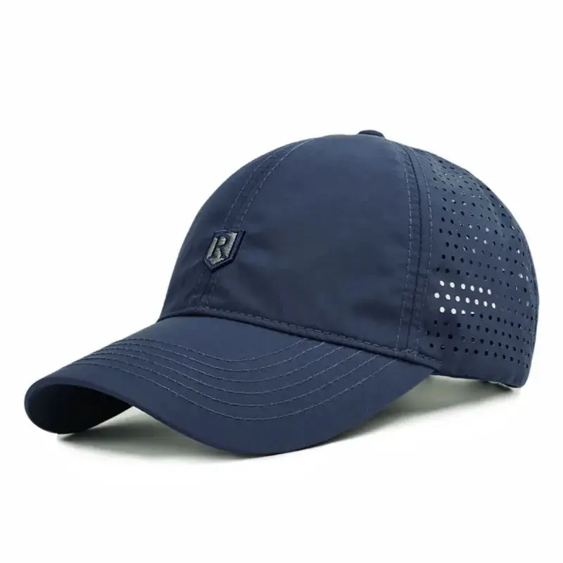 Gray Mesh Baseball Cap with Perforated Design