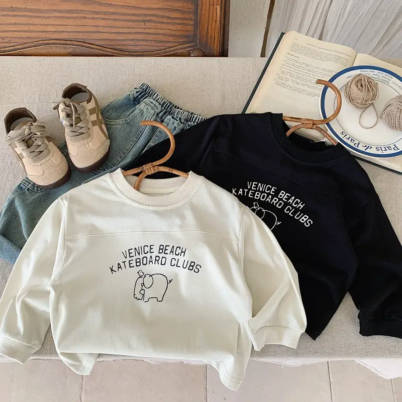 Boys Long Sleeve Cotton Sweatshirt White 2025 Kids — feature 4