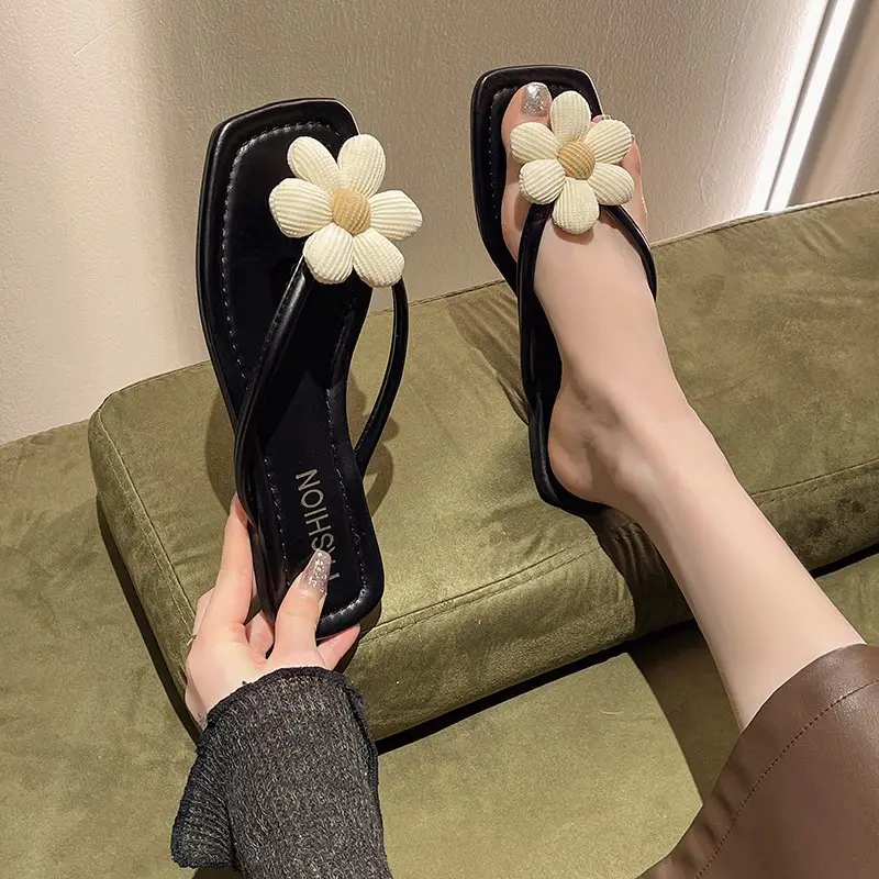 Flower Breathable Flip Flops 2024 Summer New Style Super Soft Trendy Casual Korean Style Women's Sandals Flat Heels Women's Shoes - Image 5