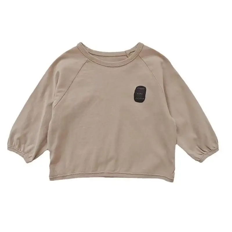 Kids Printed Long Sleeve T-Shirt Set Brown Beige - Image 5
