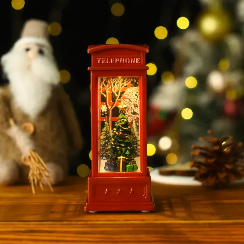 Christmas Telephone Booth Lamp with Snowman Decor - Image 9
