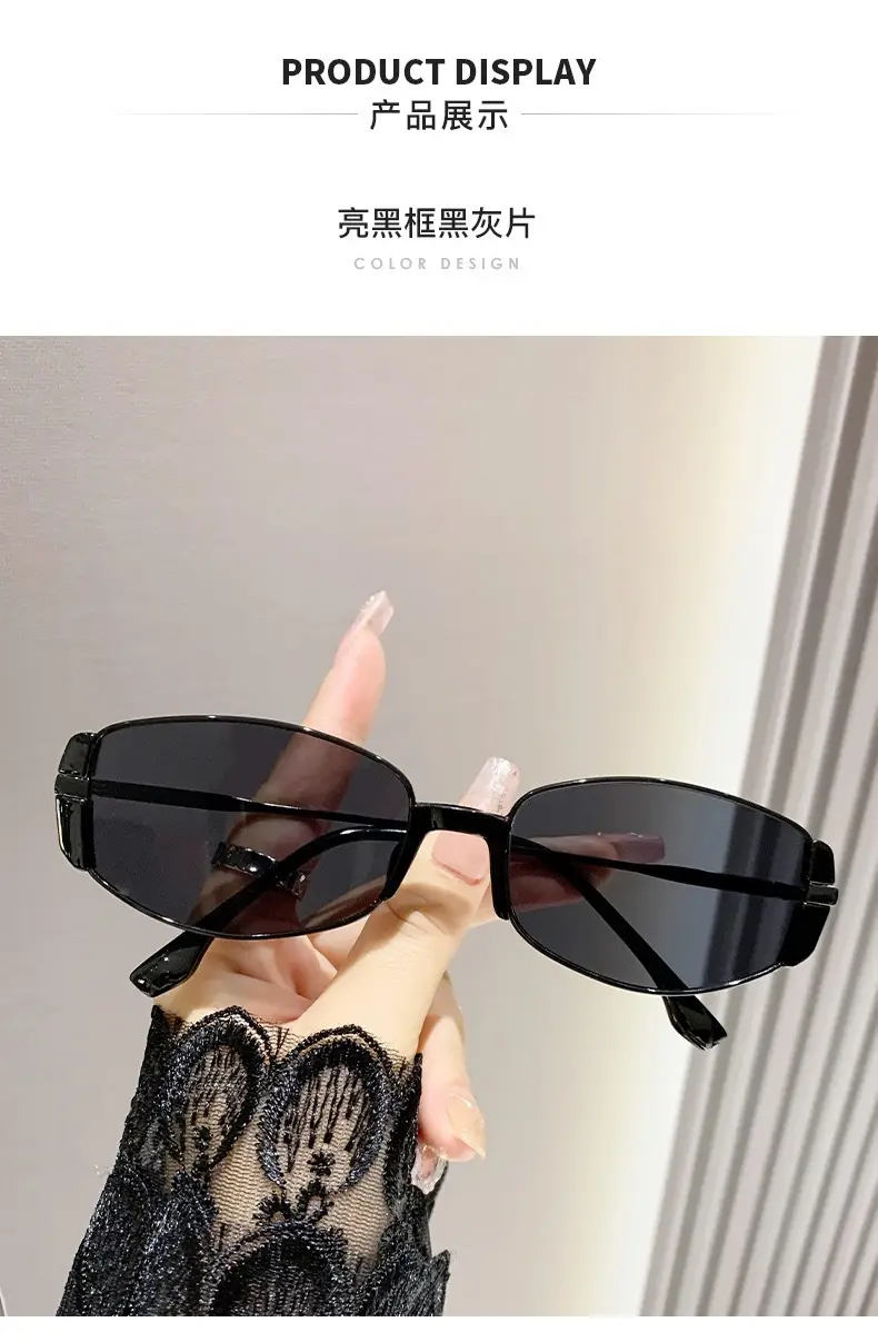 Women's Cat's Eye Sunglasses Black Round Face Slimming — feature 13
