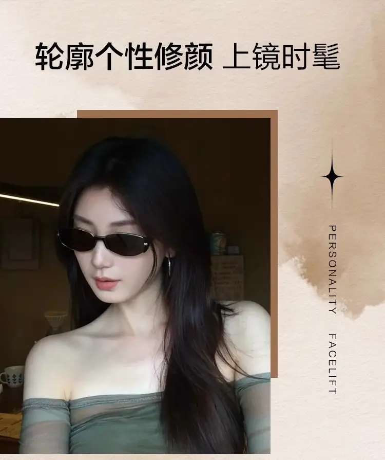 Women's Cat's Eye Sunglasses Black Round Face Slimming — feature 2