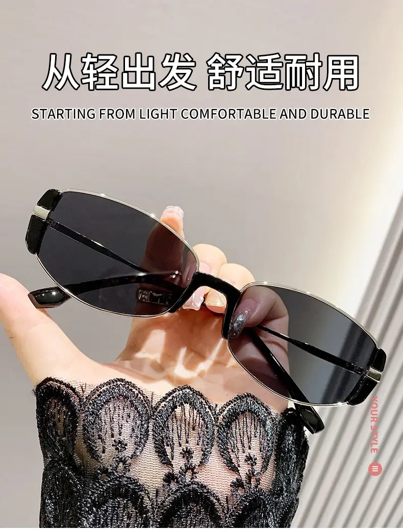 Women's Cat's Eye Sunglasses Black Round Face Slimming — feature 7